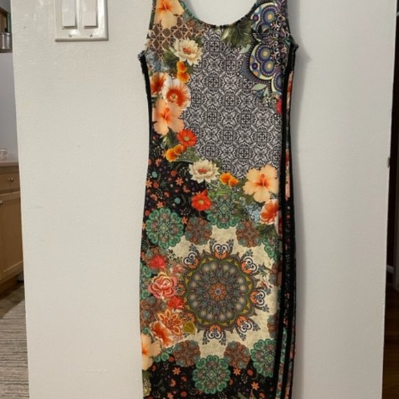 Adidas Farm Rio Floral Patchwork Midi Body-con Dress - Multicolor - Picture 2 of 7